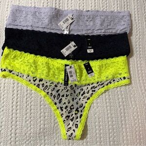 Torrid Lace and Leopard Panty Set - Black, Gray, Neon Yellow loft of 3